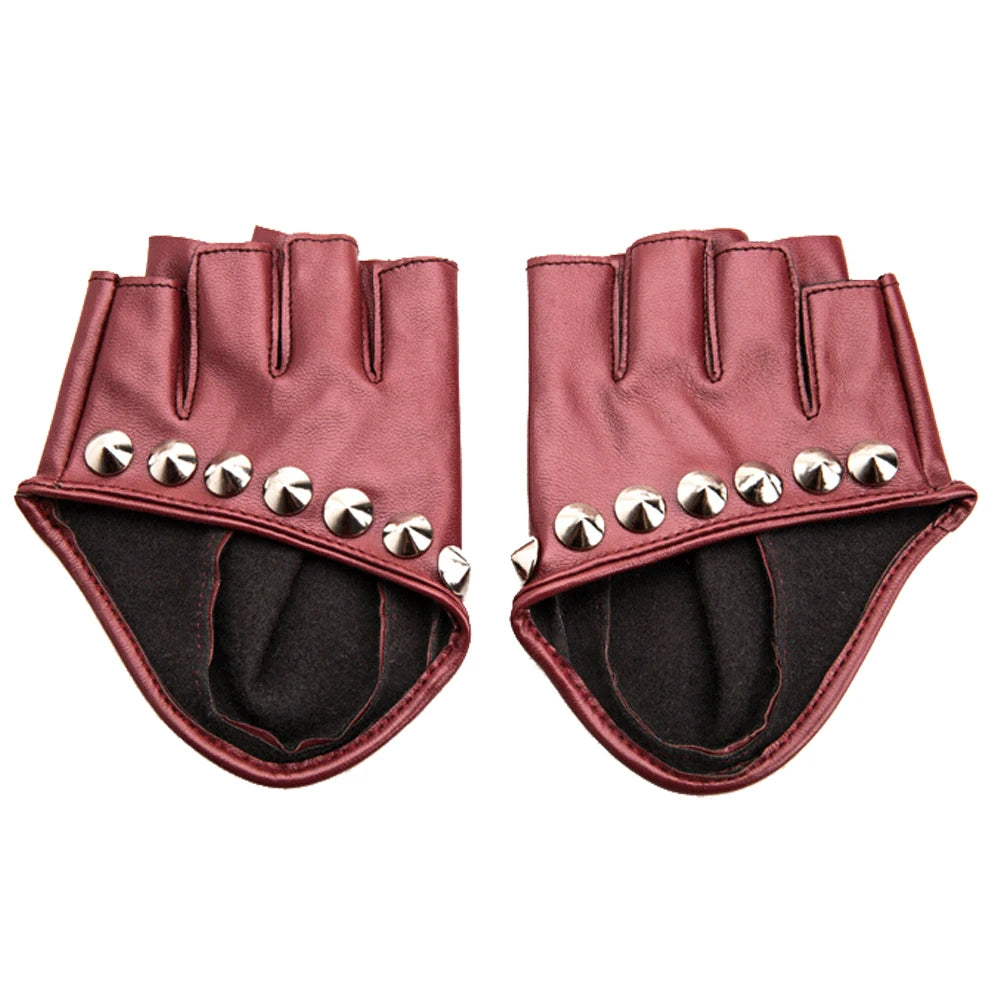 Female Gloves 2017 Fashion Women PU Leather Motorcycle Bike Car Fingerless Performances Gloves Fingerless Gloves for Fitness