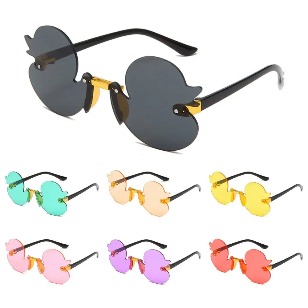 Fashion Children'S Sunglass Rimless Cartoon Duck Shape Sunshade Anti-Ultraviolet Glasses Party Decorative Glasses for Child Kids