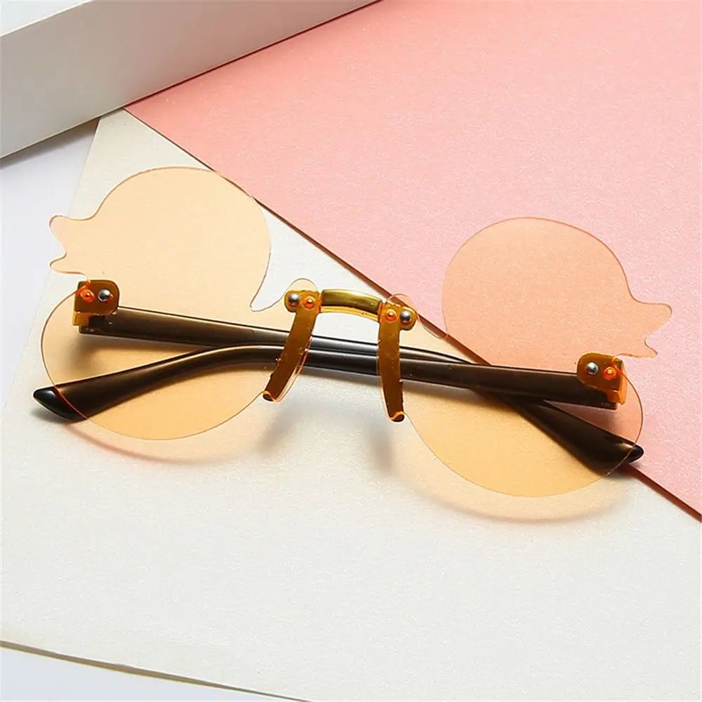 Fashion Children'S Sunglass Rimless Cartoon Duck Shape Sunshade Anti-Ultraviolet Glasses Party Decorative Glasses for Child Kids